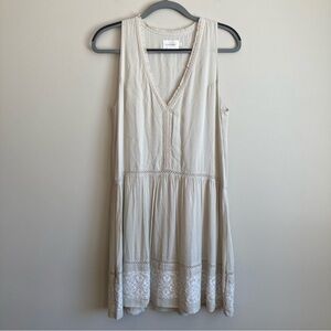 Flannel Babydoll A-Line Nuetral Lace Mini  Tank Dress S